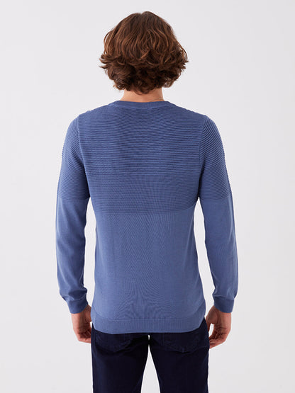 Crew Neck Long Sleeve Men's Knitwear Sweater