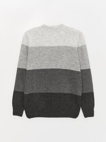 Crew Neck Long Sleeve Color Block Men's Knitwear Sweater