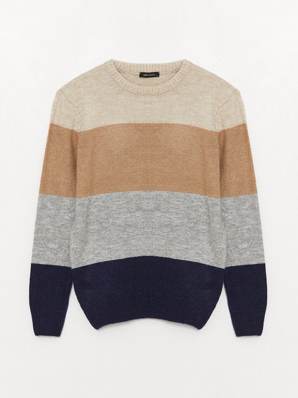 Crew Neck Long Sleeve Color Block Men's Knitwear Sweater