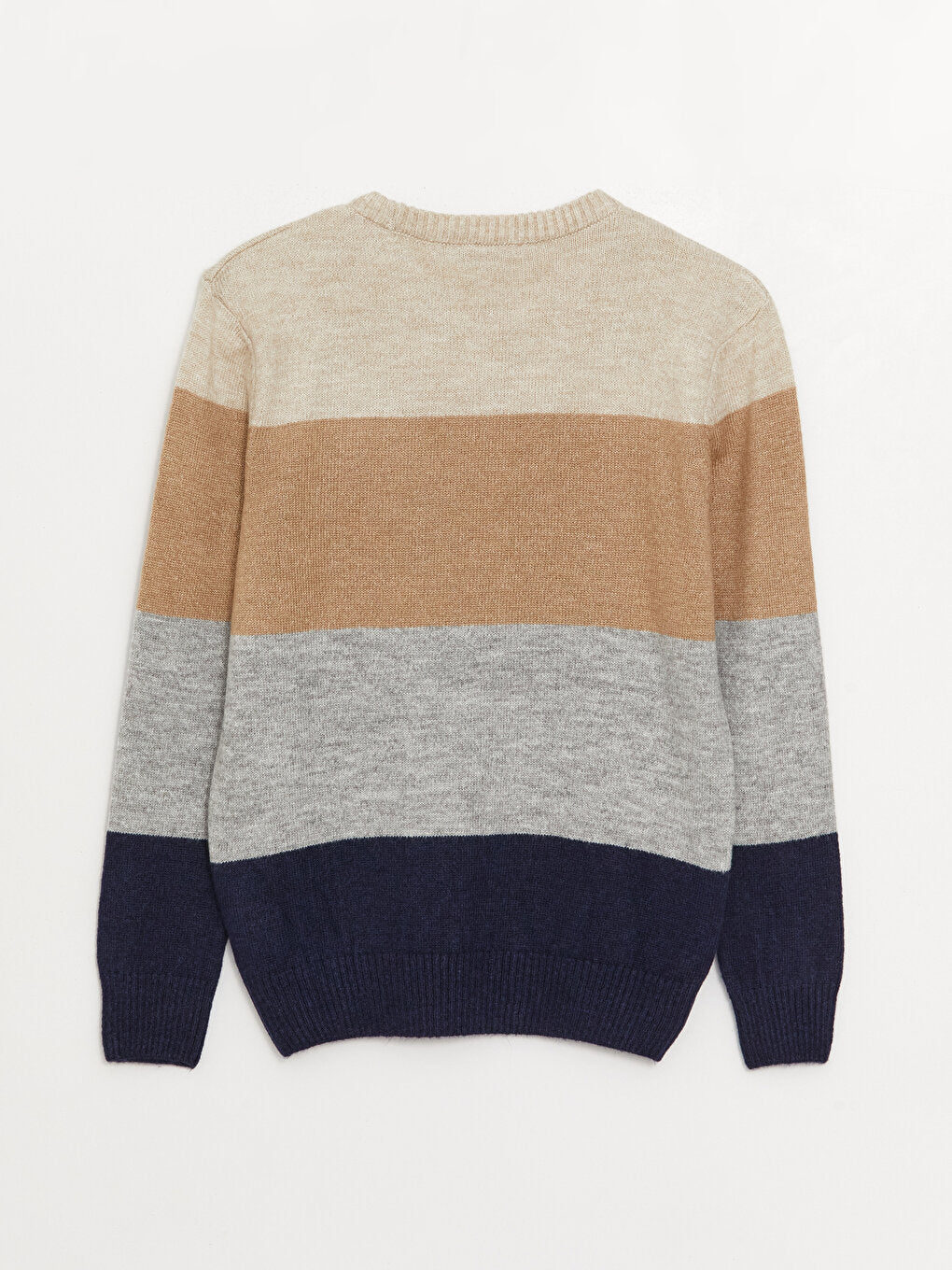 Crew Neck Long Sleeve Color Block Men's Knitwear Sweater