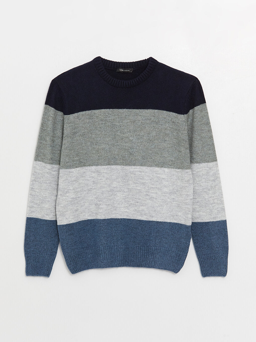 Crew Neck Long Sleeve Color Block Men's Knitwear Sweater