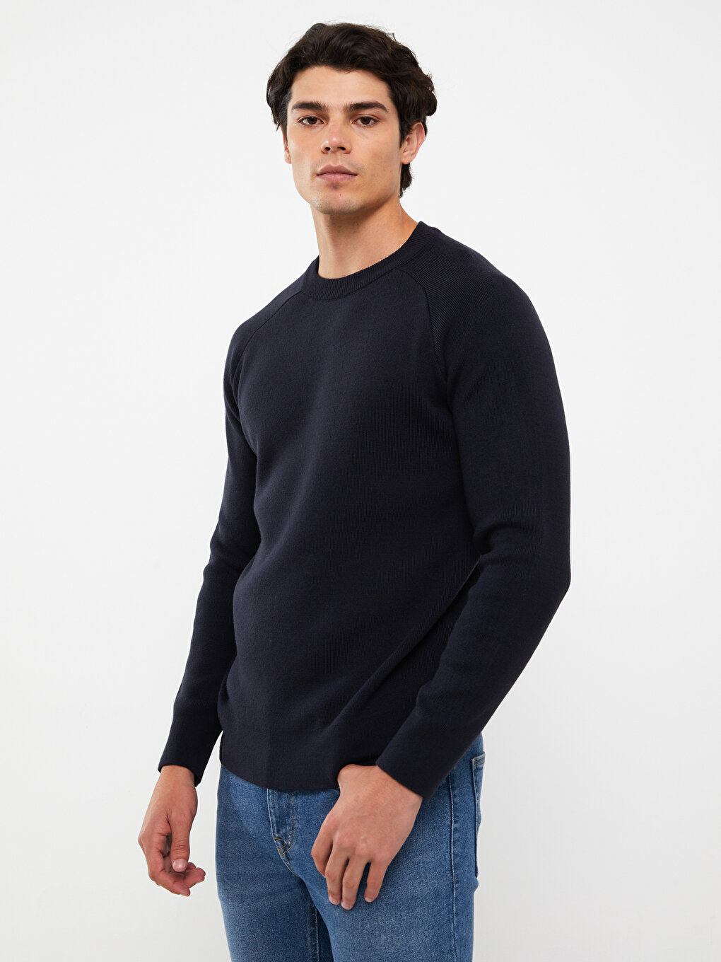 Crew Neck Long Sleeve Men's Knitwear Sweater