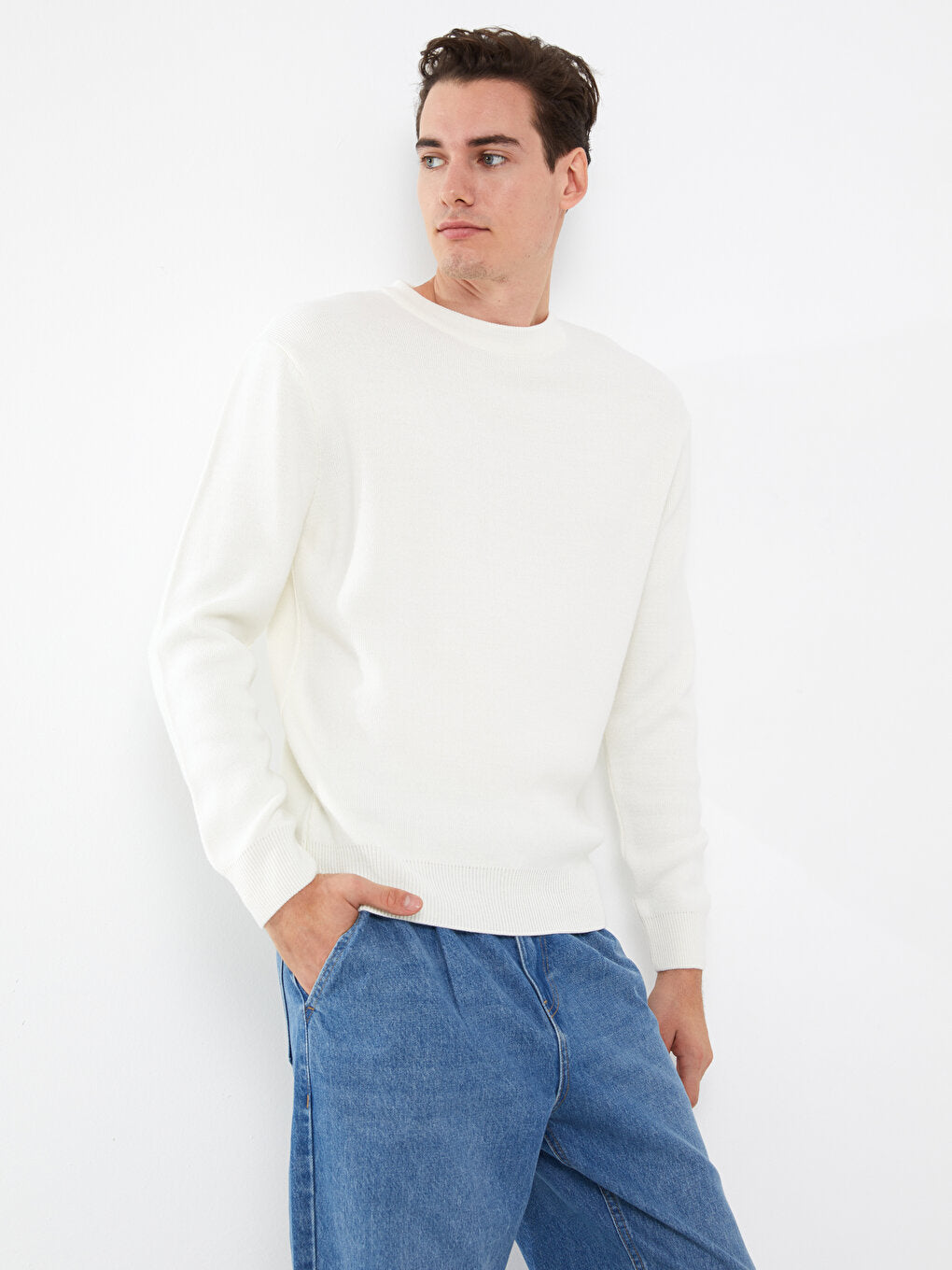 Crew Neck Long Sleeve Men's Knitwear Sweater