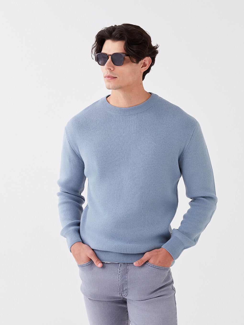 Crew Neck Long Sleeve Men's Knitwear Sweater