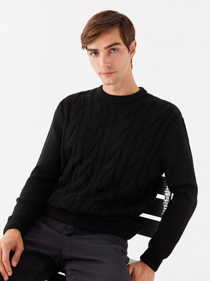 Crew Neck Long Sleeve Men's Knitwear Sweater