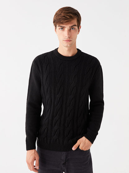 Crew Neck Long Sleeve Men's Knitwear Sweater