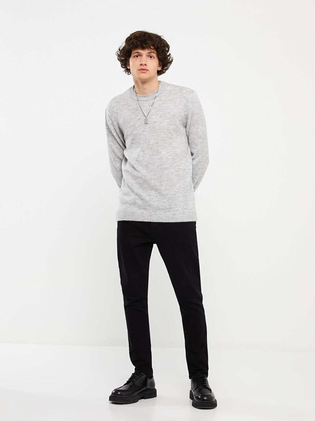 Crew Neck Long Sleeve Men's Knitwear Sweater