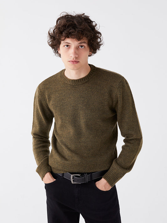 Crew Neck Long Sleeve Men's Knitwear Sweater