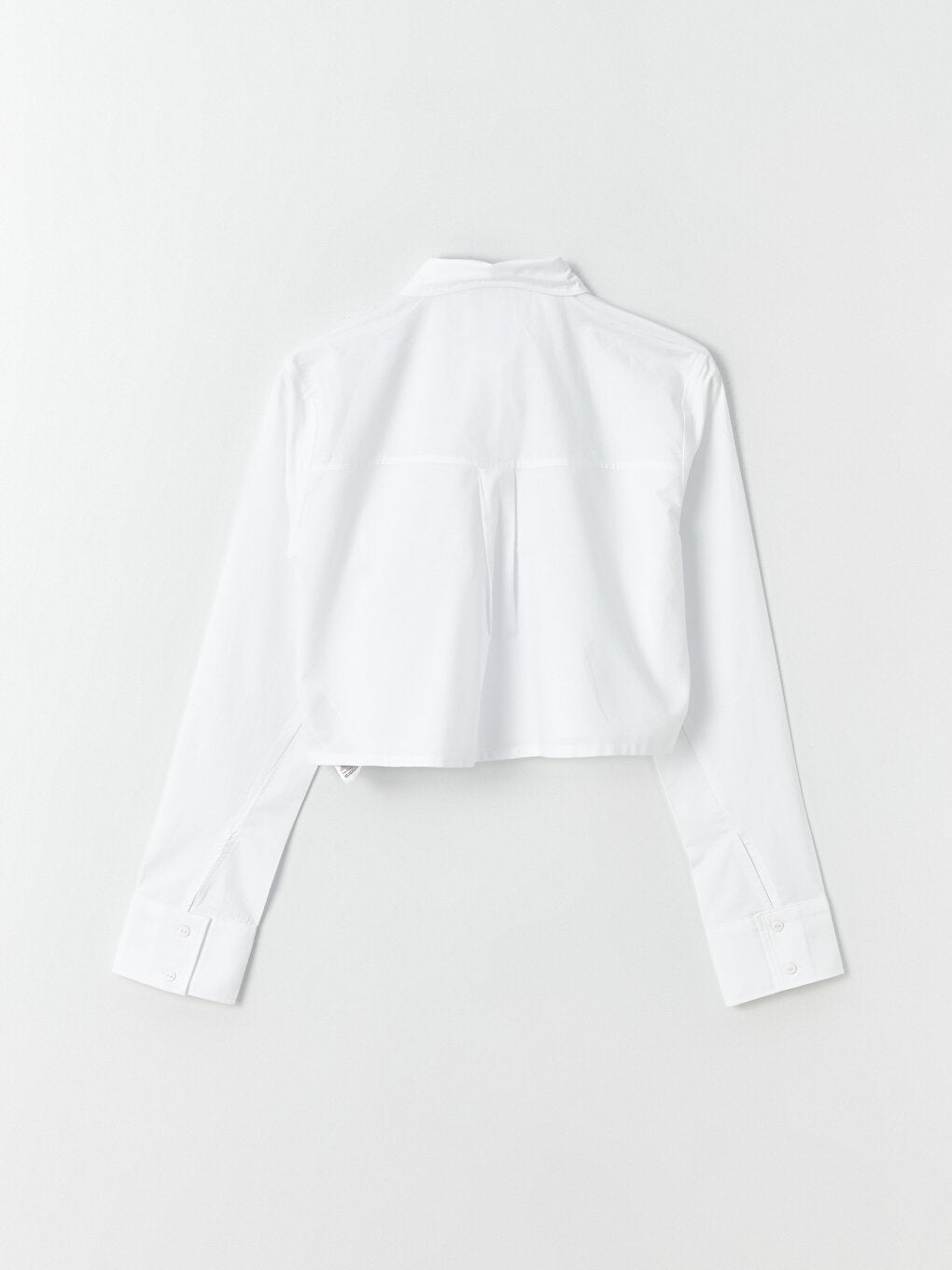 Plain Long Sleeve Crop Poplin Women's Shirt