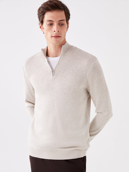 High Collar Long Sleeve Men's Knitwear Sweater