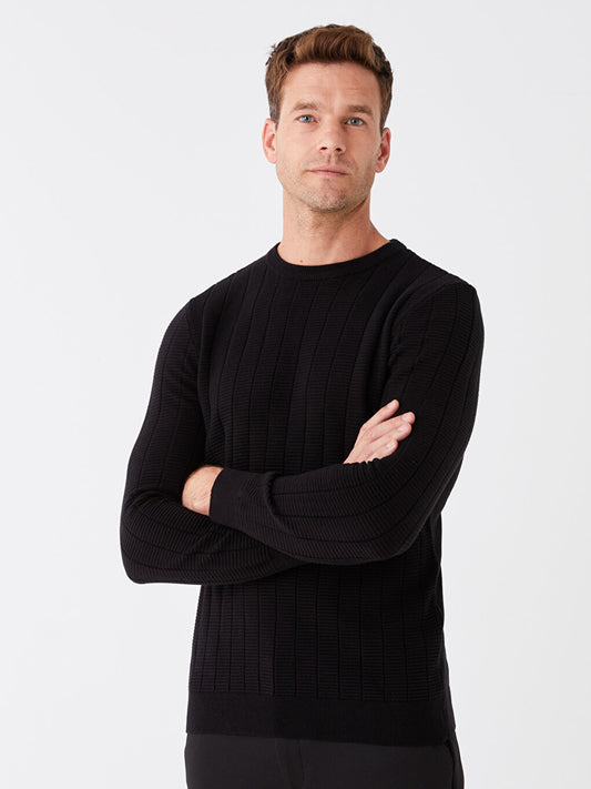 Crew Neck Long Sleeve Men's Knitwear Sweater