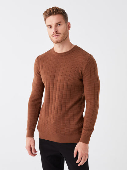 Crew Neck Long Sleeve Men's Knitwear Sweater