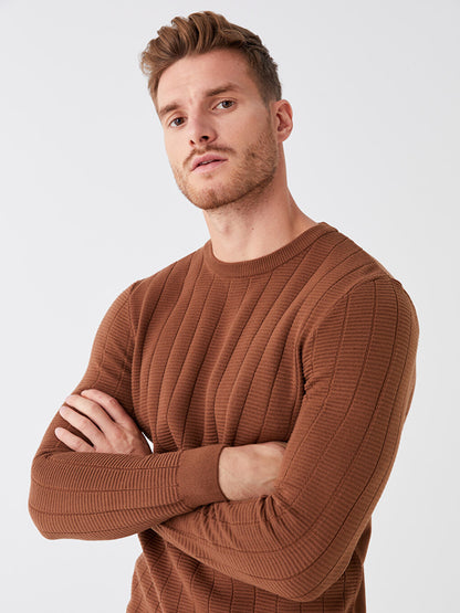 Crew Neck Long Sleeve Men's Knitwear Sweater