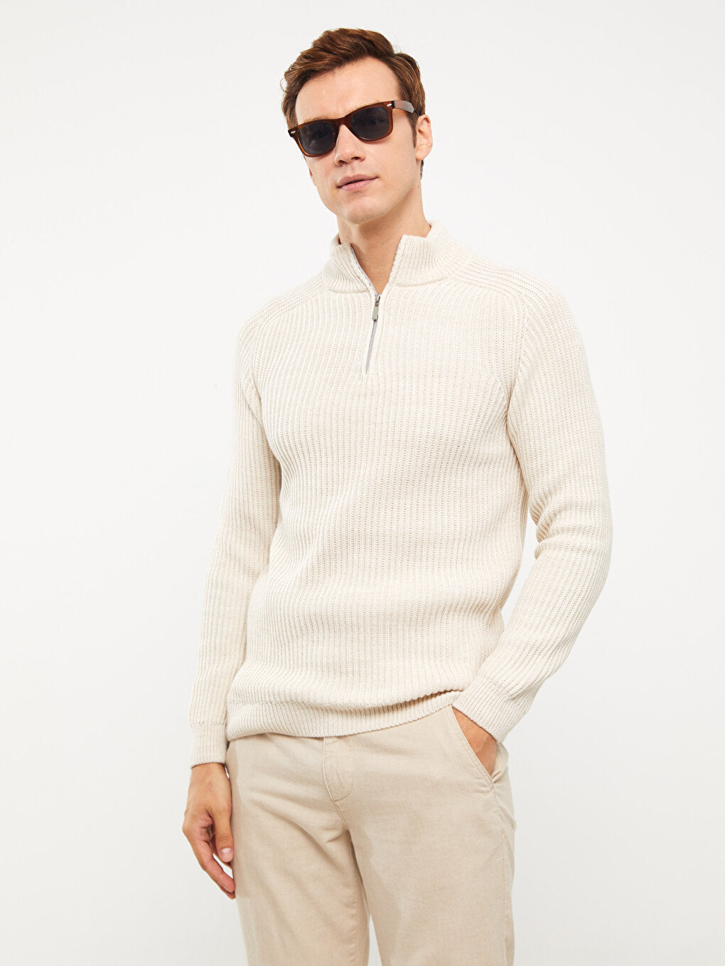 High Collar Long Sleeve Men's Knitwear Sweater