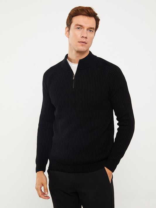 High Collar Long Sleeve Men's Knitwear Sweater