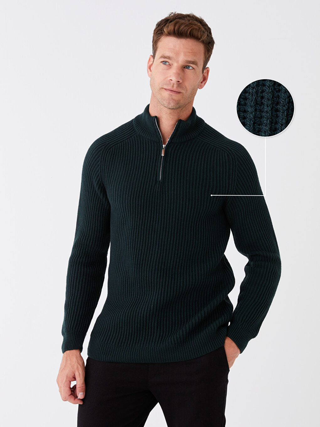 High Collar Long Sleeve Men's Knitwear Sweater