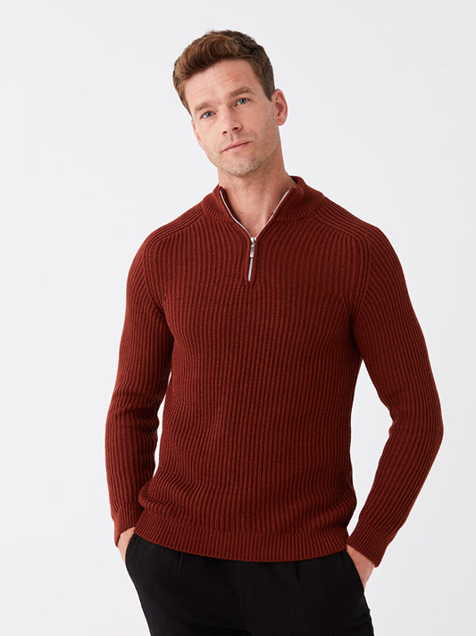 High Collar Long Sleeve Men's Knitwear Sweater