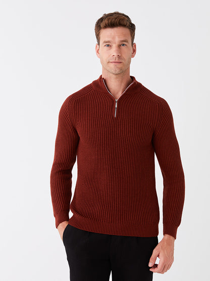 High Collar Long Sleeve Men's Knitwear Sweater