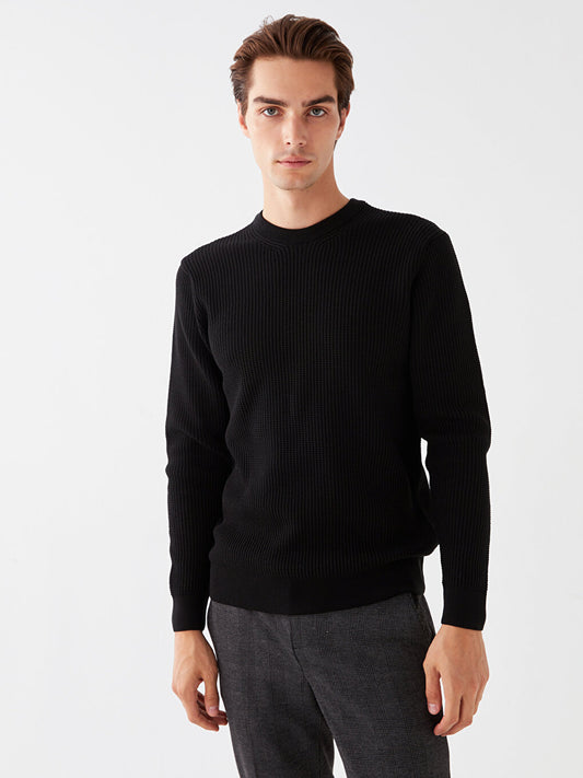 Crew Neck Long Sleeve Men's Knitwear Sweater