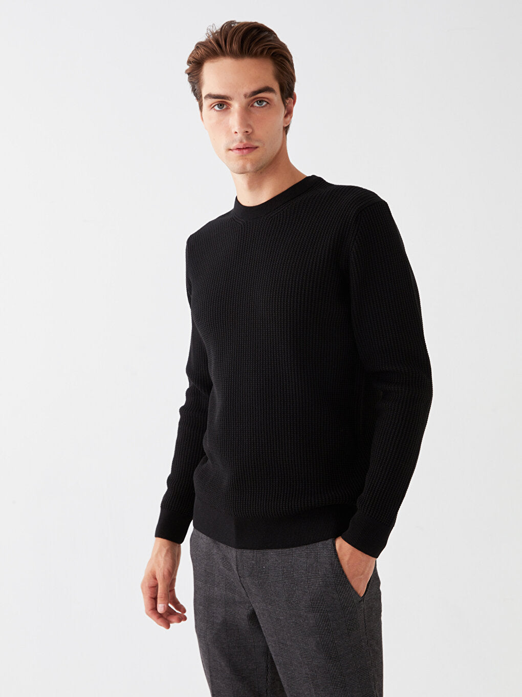 Crew Neck Long Sleeve Men's Knitwear Sweater