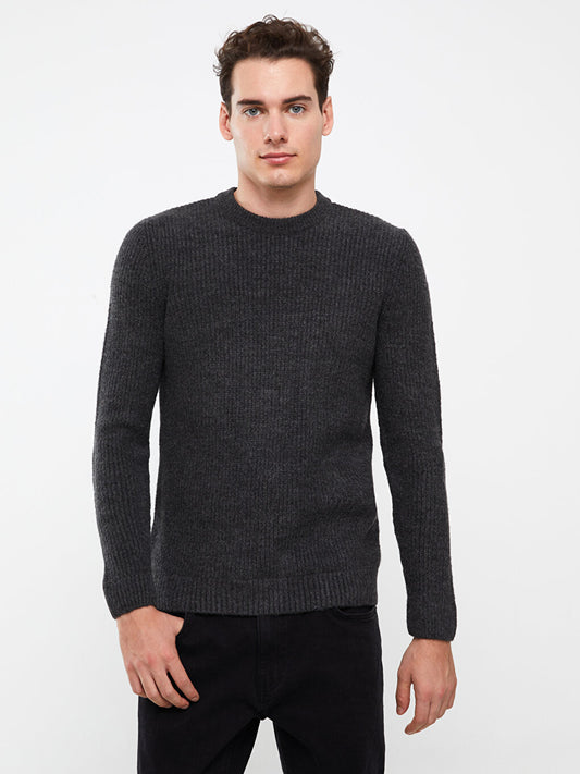 Crew Neck Long Sleeve Men's Knitwear Sweater