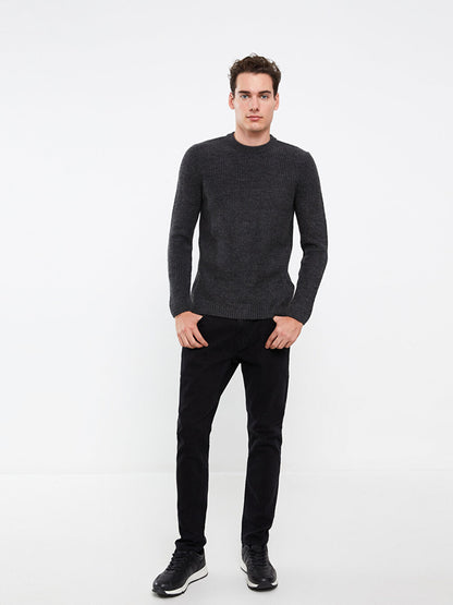 Crew Neck Long Sleeve Men's Knitwear Sweater