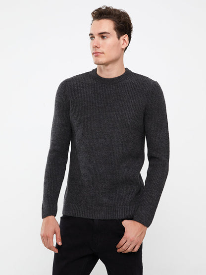 Crew Neck Long Sleeve Men's Knitwear Sweater