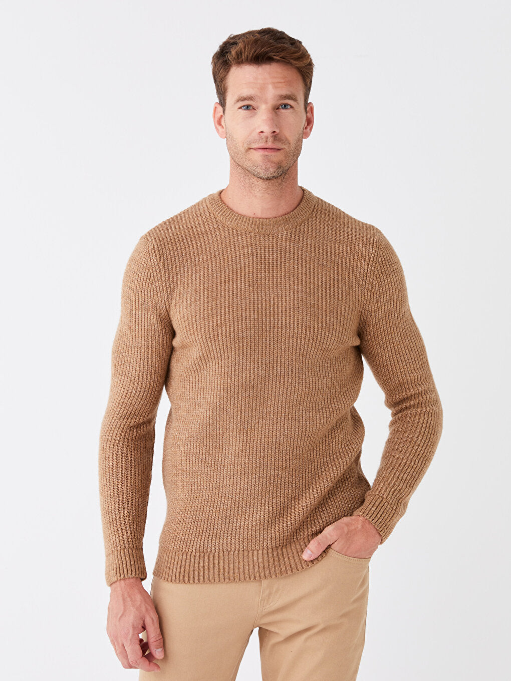 Crew Neck Long Sleeve Men's Knitwear Sweater