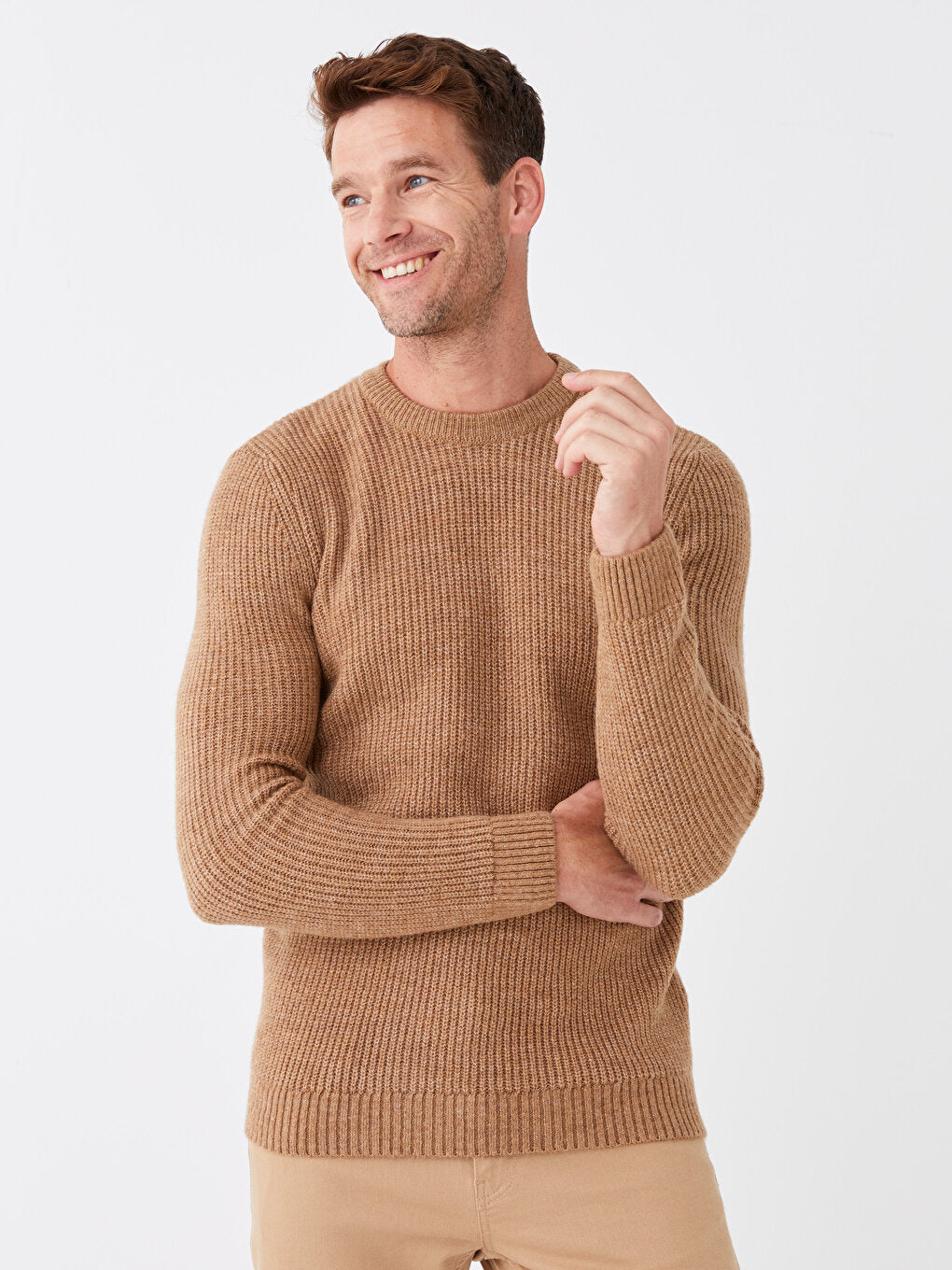 Crew Neck Long Sleeve Men's Knitwear Sweater