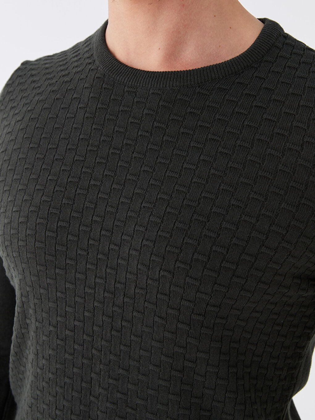 Crew Neck Long Sleeve Men's Knitwear Sweater