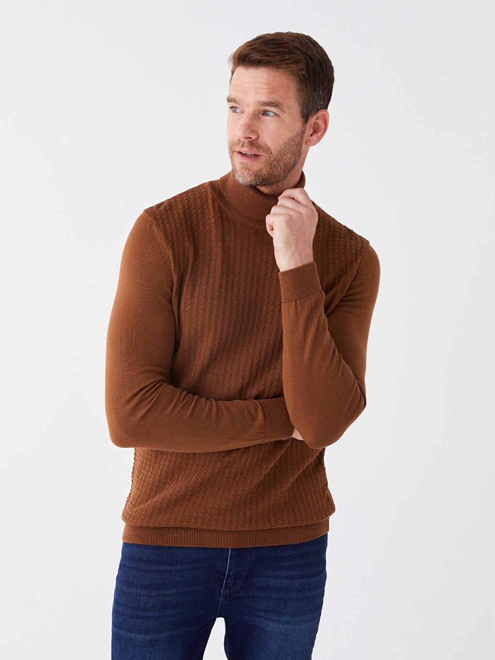 Turtleneck Long Sleeve Men's Knitwear Sweater