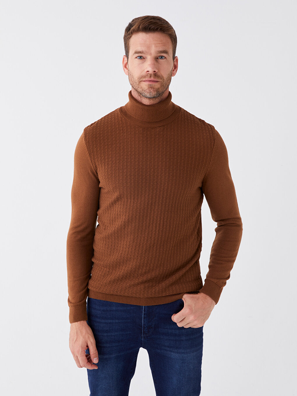 Turtleneck Long Sleeve Men's Knitwear Sweater