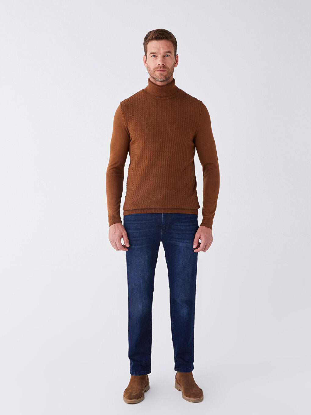 Turtleneck Long Sleeve Men's Knitwear Sweater