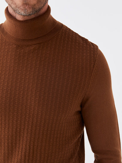 Turtleneck Long Sleeve Men's Knitwear Sweater