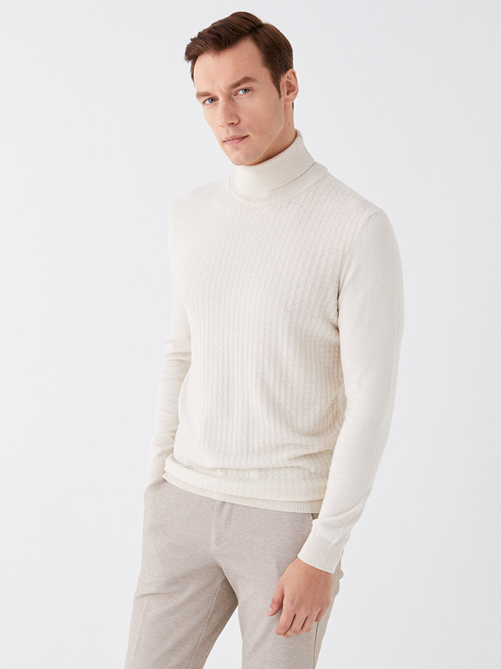 Turtleneck Long Sleeve Men's Knitwear Sweater