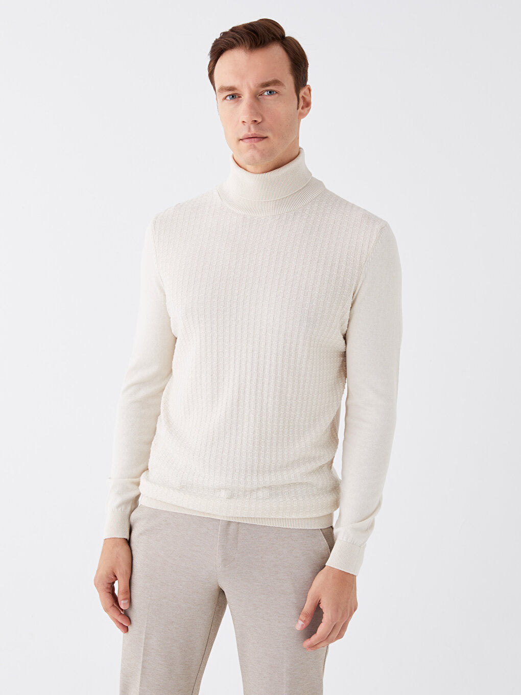 Turtleneck Long Sleeve Men's Knitwear Sweater