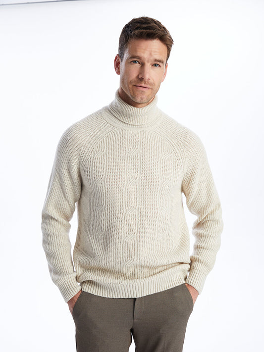 Turtleneck Long Sleeve Men's Knitwear Sweater