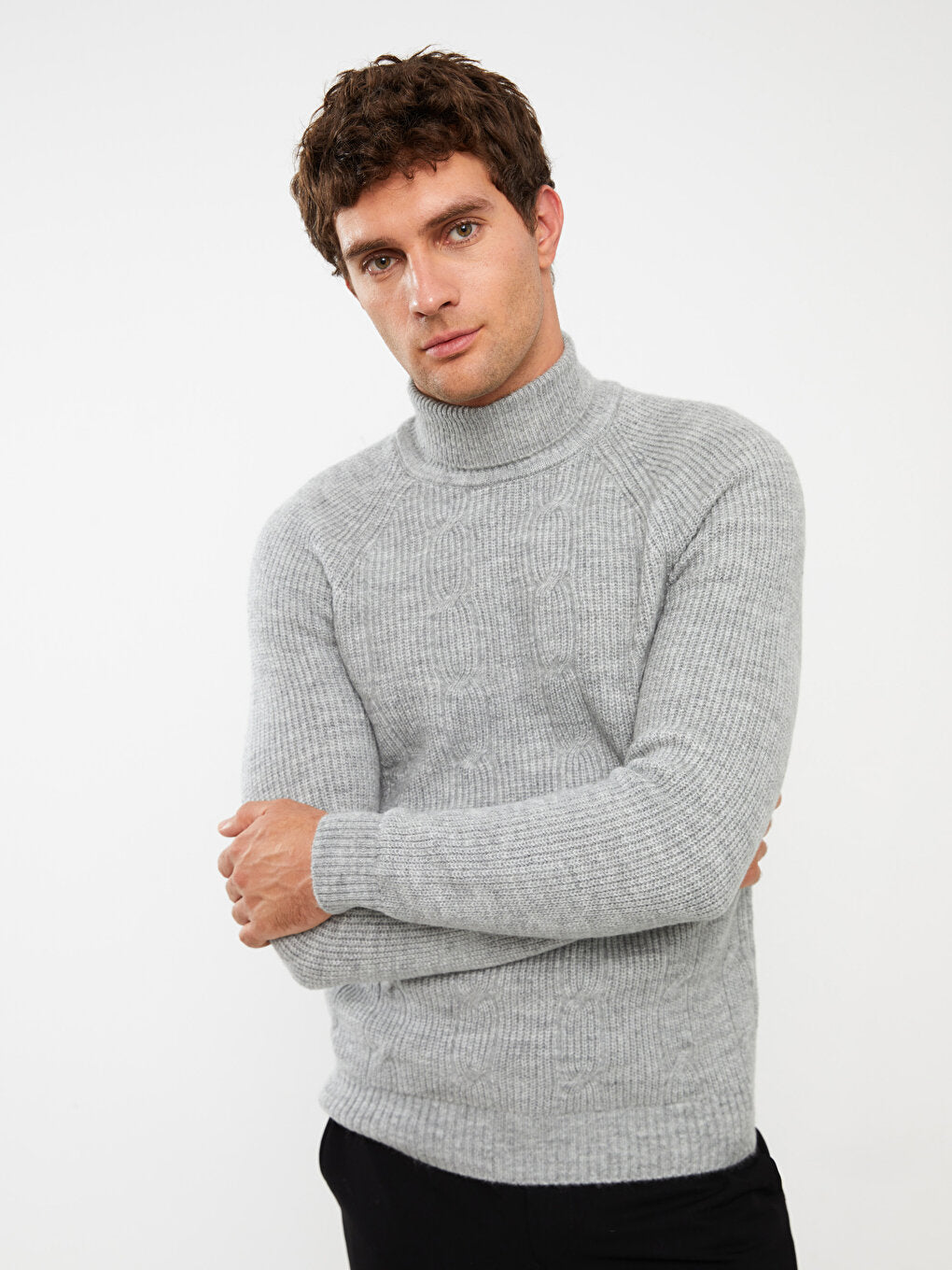 Turtleneck Long Sleeve Men's Knitwear Sweater