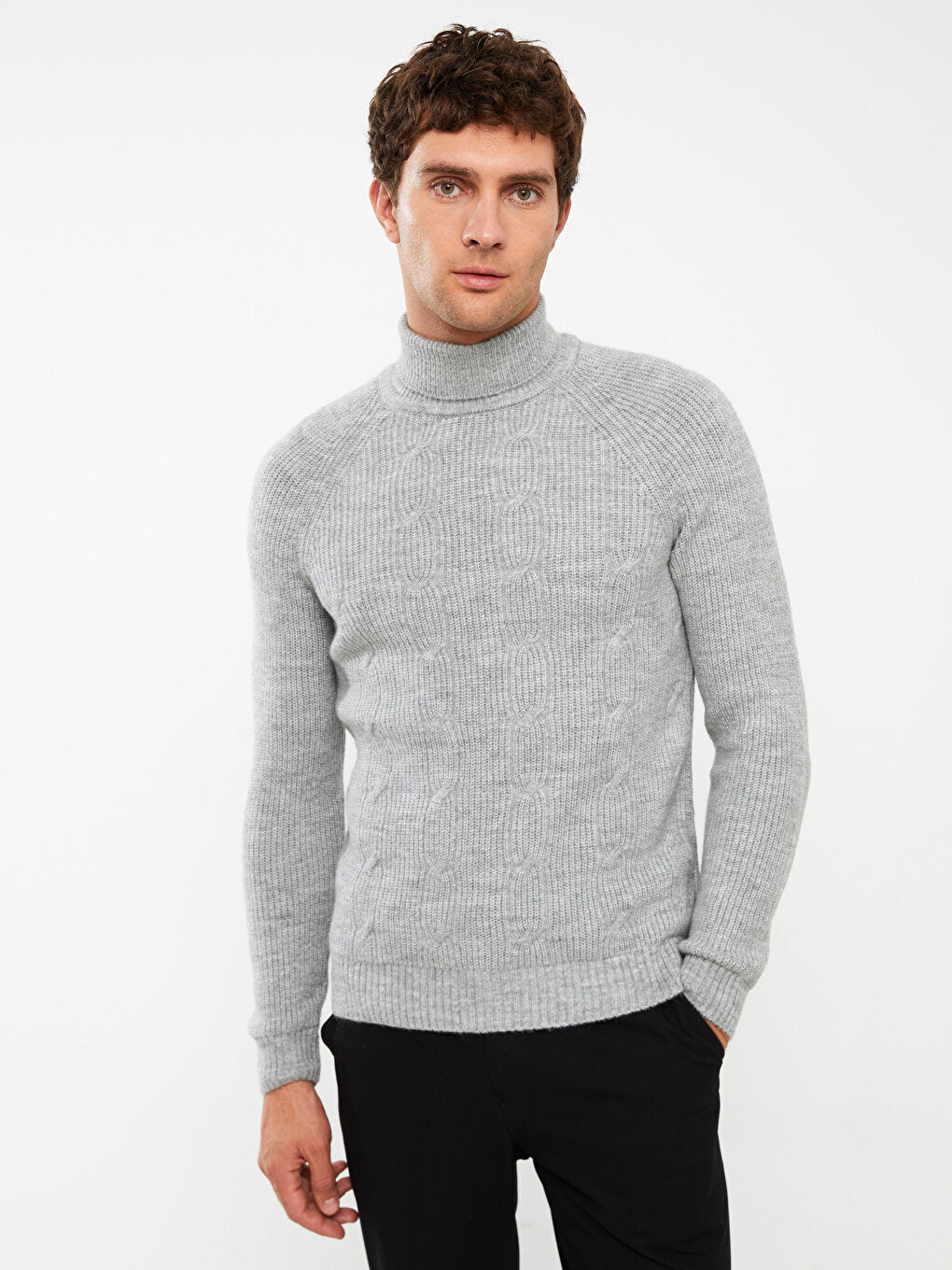 Turtleneck Long Sleeve Men's Knitwear Sweater