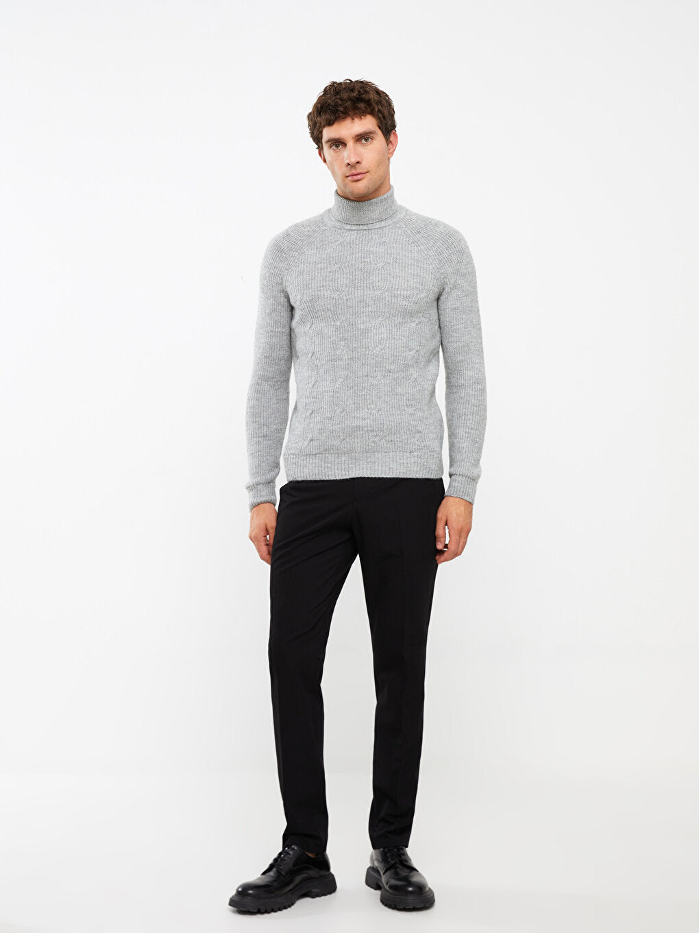 Turtleneck Long Sleeve Men's Knitwear Sweater