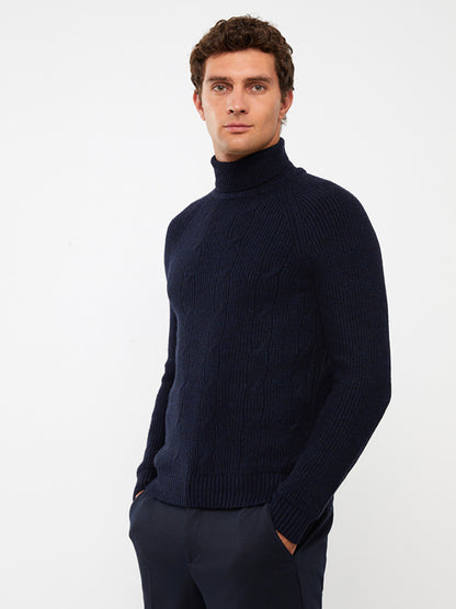 Turtleneck Long Sleeve Men's Knitwear Sweater