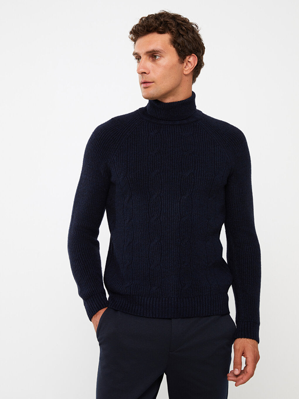 Turtleneck Long Sleeve Men's Knitwear Sweater