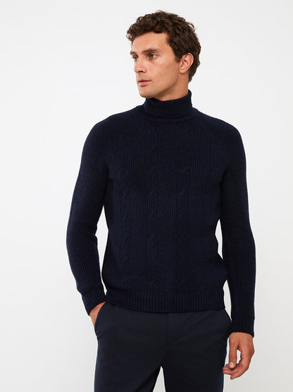 Turtleneck Long Sleeve Men's Knitwear Sweater