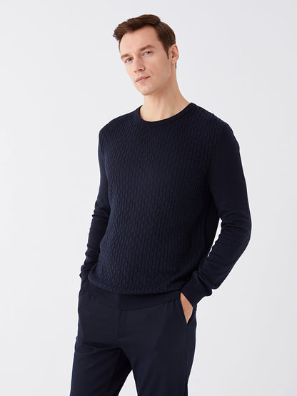 Crew Neck Long Sleeve Men's Knitwear Sweater