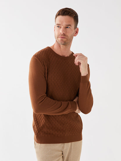 Crew Neck Long Sleeve Men's Knitwear Sweater