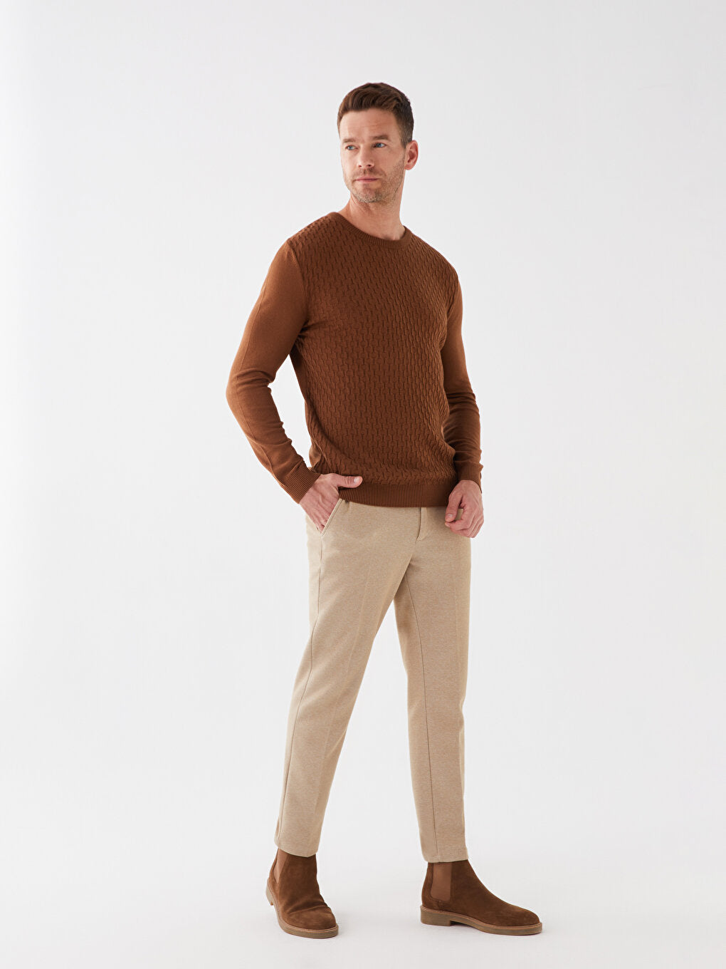 Crew Neck Long Sleeve Men's Knitwear Sweater