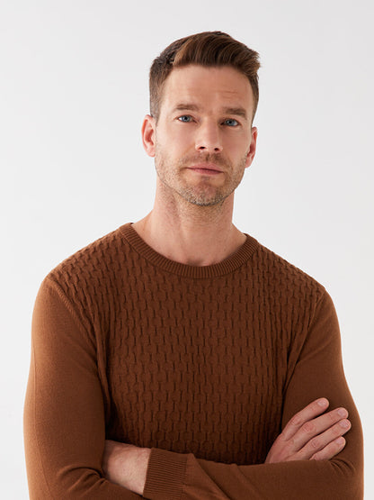 Crew Neck Long Sleeve Men's Knitwear Sweater