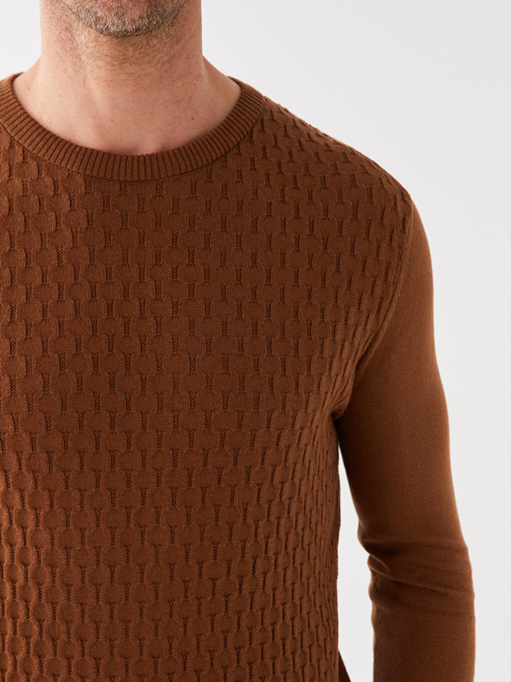 Crew Neck Long Sleeve Men's Knitwear Sweater