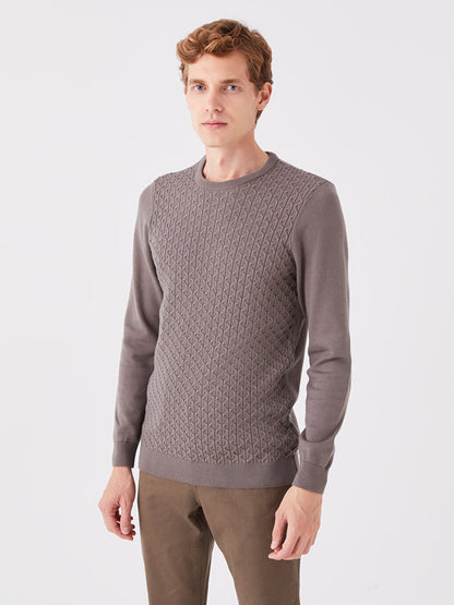 Crew Neck Long Sleeve Men's Knitwear Sweater