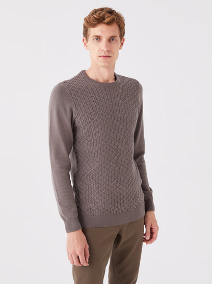 Crew Neck Long Sleeve Men's Knitwear Sweater